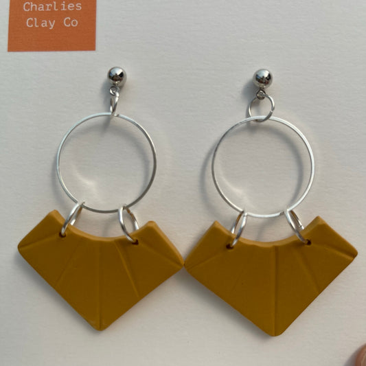 Neutrals - Diamond Drops - Large - Mustard and Silver