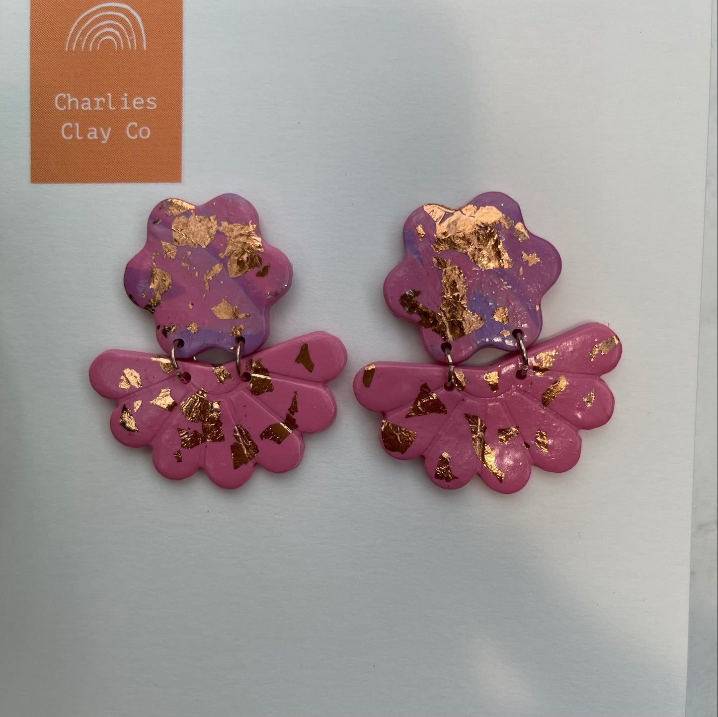 Pink Power - Daisy Double Drops - Medium - Pink and Rose Gold