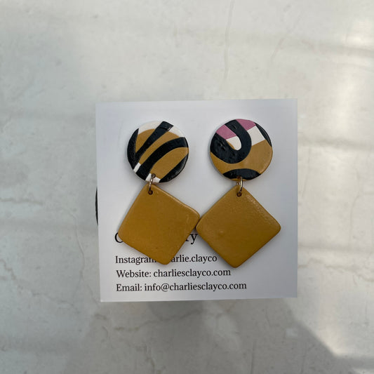 Abstract Safari - Circle Diamond Drops - Small - Mustard Printed